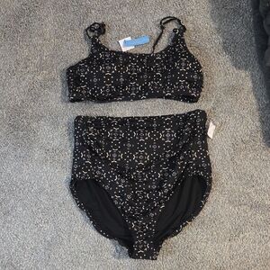Black Patterned Bikini Set